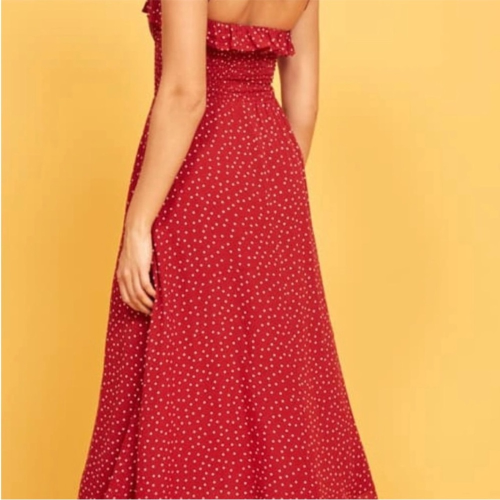 Reformation Siesta midi dress in red with flowers - Picture 7 of 8